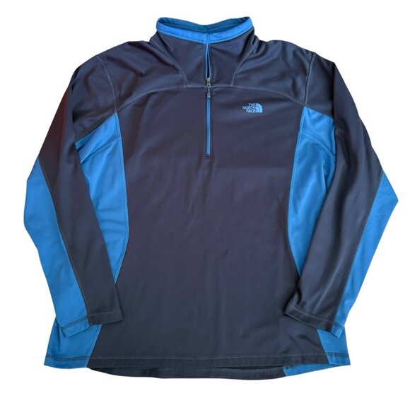 The North Face Mens Long Sleeve Quarter Zip Jacket Sz 2XL Blue Fleece - Picture 1 of 5